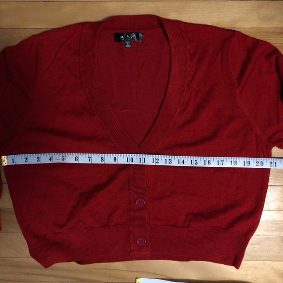 New Unworn 2XL Mak Red Cropped Retro Cropped Cardigan ModCloth - Picture 3 of 8